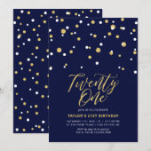 Invitation Marine & Gold Simple Vingt et un 21e anniversaire (Devant / Derrière)