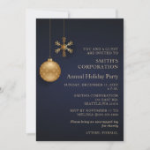 Invitation Marine Gold Snowflakes Corporate Holiday Party (Devant)