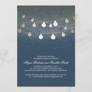 Invitation Marine Gold String Lights Dîner de répétition Vint