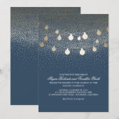 Invitation Marine Gold String Lumières Parties scintillant Vi (Devant / Derrière)