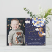 Invitation Marine Gold Teddy Bear Hot Air Balloon 1er anniver (Debout devant)