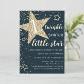 Invitation Marine & Gold Twinkle Little Star 1er anniversaire (Debout devant)