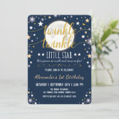 Invitation Marine Gold Twinkle Little Star Moon 1er anniversa (Debout devant)