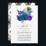 Invitation Marine & Gold Vintage Peacock Floral Mariage virtu<br><div class="desc">Elégante marine vintage et royal bleu roses en ligne longue distance virtuel cérémonie de mariage invitation avec accents de violet dans un thème baroque paon personnalisable à vos détails de l'événement.</div>