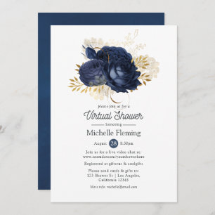 Invitation Marine & Gold Vintage Virtual Baby ou Fête des mar