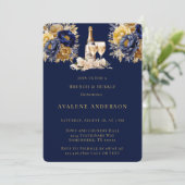 Invitation Marine Gold Watercolor Peony Brunch et Bubbly (Debout devant)