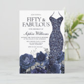 Invitation Marine Gown & Floral Cinquante et fabuleux 50e ann (Debout devant)