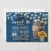 Invitation Marine Grange Wood Sunflower Jar Rustic Sweet 16 (Devant)