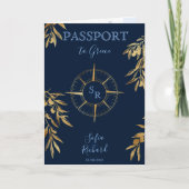 Invitation Marine Grèce Destination Mariage Passeport QR Code (Devant)