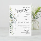 Invitation Marine Green Feuilles Engagement Party QR Code Pho (Debout devant)