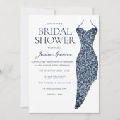 Invitation Marine Indigo Blue Sparkle robe Fête des mariées (Devant)