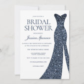 Invitation Marine Indigo Blue Sparkle Robe Fête des mariées V (Devant)