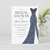 Invitation Marine Indigo Blue Sparkle Robe Fête des mariées V (Debout devant)