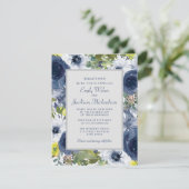 Invitation Marine Jaune Blanc Floral et Mariage gris (Debout devant)