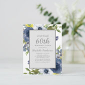 Invitation Marine Jaune Blanc Floral Feuilles 60e anniversair (Debout devant)