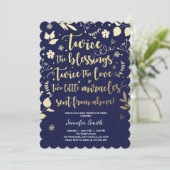 Invitation Marine jumelle d'or d'invitation de baby shower (Debout devant)