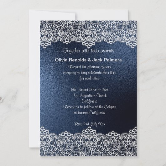 INVITATION MARINE LACE ÉLÉGANT & MARIAGE RUSTIQUE (Dos)