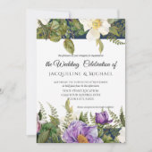 Invitation Marine Lavender Floral Ivory Mariage Rose Foliing (Devant)
