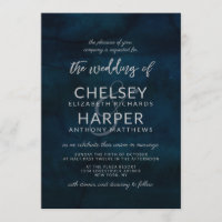 Marine Luster bleu foncé Aquarelle Mariage moderne