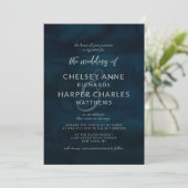 Invitation Marine Luster Bleu foncé Argent Simple Mariage mod (Debout devant)