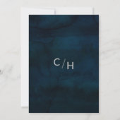 Invitation Marine Luster Bleu foncé Argent Simple Mariage mod (Dos)