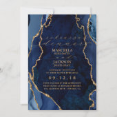 Invitation Marine Marble & Gold Agate Dîner de répétition Inv (Devant)
