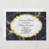 Invitation Marine Marbre bleu & or Marbre Moderne Retraite él (Devant)