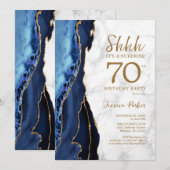 Invitation Marine Marbre d'âge or Surprise 70e anniversaire (Devant / Derrière)
