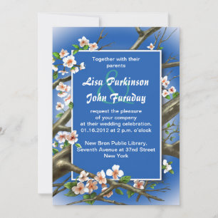 Invitation marine - mariage à fleurs blanches