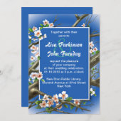 Invitation marine - mariage de fleurs blanches (Devant / Derrière)