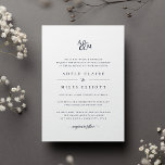 Invitation Marine | Mariage de monogramme d'esperluette<br><div class="desc">Personnalisez cette invitation de mariage classique et élégante avec votre monogramme ou votre duogramme joint par un esperluet décoratif. Ajoutez les détails de votre mariage en lettres bleu marine intemporelles avec des accents de script de calligraphie. Un beau choix dans la marine classique et blanc pour les mariages formels en...</div>