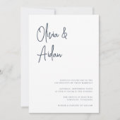 Invitation Marine | Mariage de script manuscrit moderne (Devant)