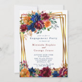 Invitation Marine Marsala Orange Floral Gold (Devant)