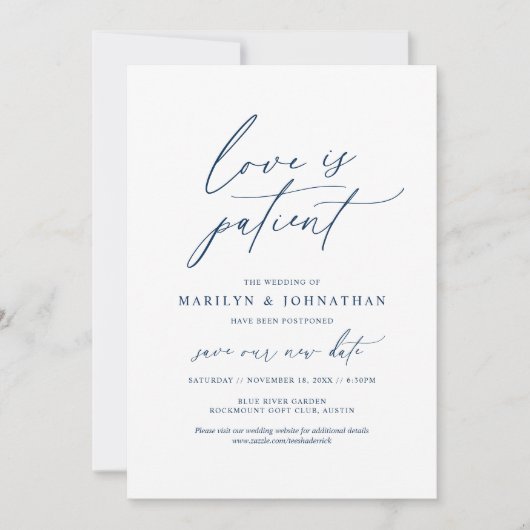 Invitation Marine minimale, l'amour est patient, mariage repo (Devant)