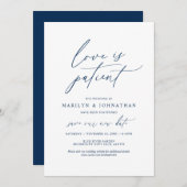 Invitation Marine minimale, l'amour est patient, mariage repo (Devant / Derrière)