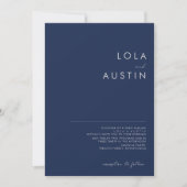 Invitation Marine minimaliste moderne bleu | Mariage argenté (Devant)