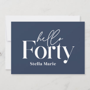 Invitation Marine minimaliste moderne bleu simple 40e anniver