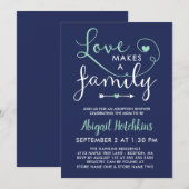 Invitation Marine Mint Love Fait Une Douche D'Adoption Famili (Devant / Derrière)