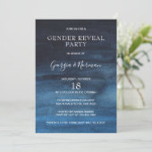 Invitation Marine moderne bleu aquarelle laver Révélation de (Debout devant)