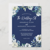 Invitation Marine moderne Bleu Blanc Floral Mariage d'hiver (Devant)