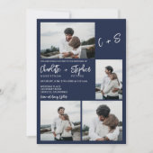 Invitation Marine moderne bleu décontracté initiales 5 photos (Devant)