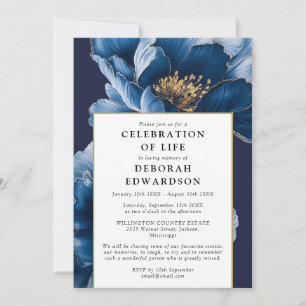 Invitation Marine Moderne Bleu Floral Célébration De La Vie