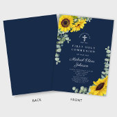 Invitation Marine moderne Bleu Floral Première Sainte Communi