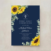 Invitation Marine moderne Bleu Floral Première Sainte Communi