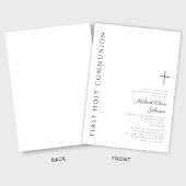 Invitation Marine moderne Bleu Script Première Sainte Communi
