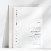 Invitation Marine moderne Bleu Script Première Sainte Communi