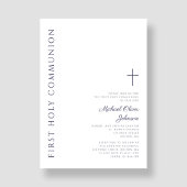 Invitation Marine moderne Bleu Script Première Sainte Communi