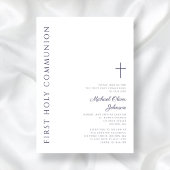 Invitation Marine moderne Bleu Script Première Sainte Communi