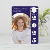 Invitation Marine moderne Blue 4 photos Graduation (Debout devant)