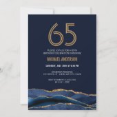 Invitation Marine moderne Blue Gold Agate 65e fête d'annivers (Devant)